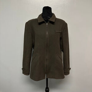 Women's Jonathan Michael Brown Wool Blend Pea Coat L full zip jacket